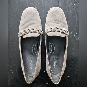Suede Ballet Flat Beaded Loafers